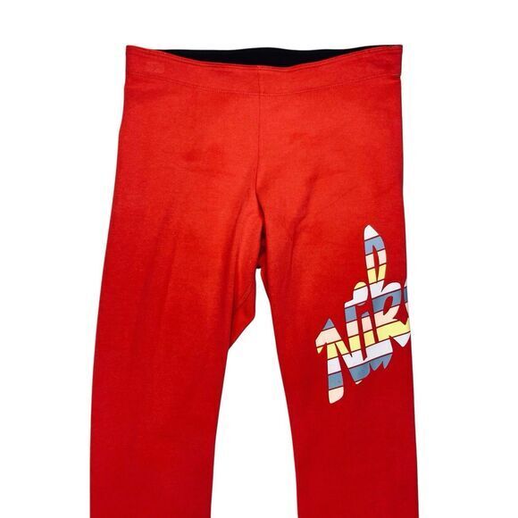 Nike Leggings Womens S Red Running Workout Athleisure Stretchy Y2K Capri Pull On - Picture 2 of 13